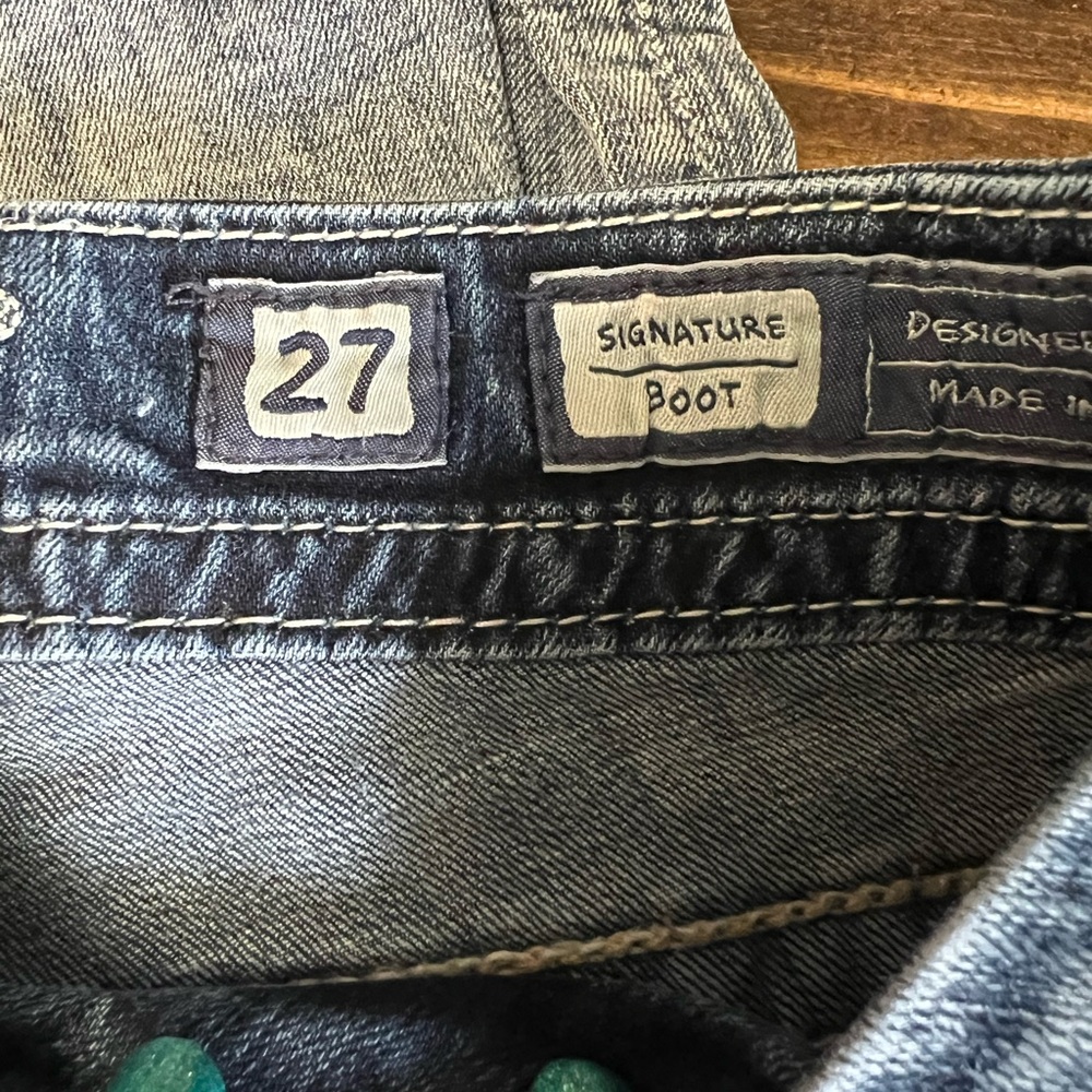 Miss Me Light Blue Boot Cut Jeans with Silver Accents - Picture 3 of 6